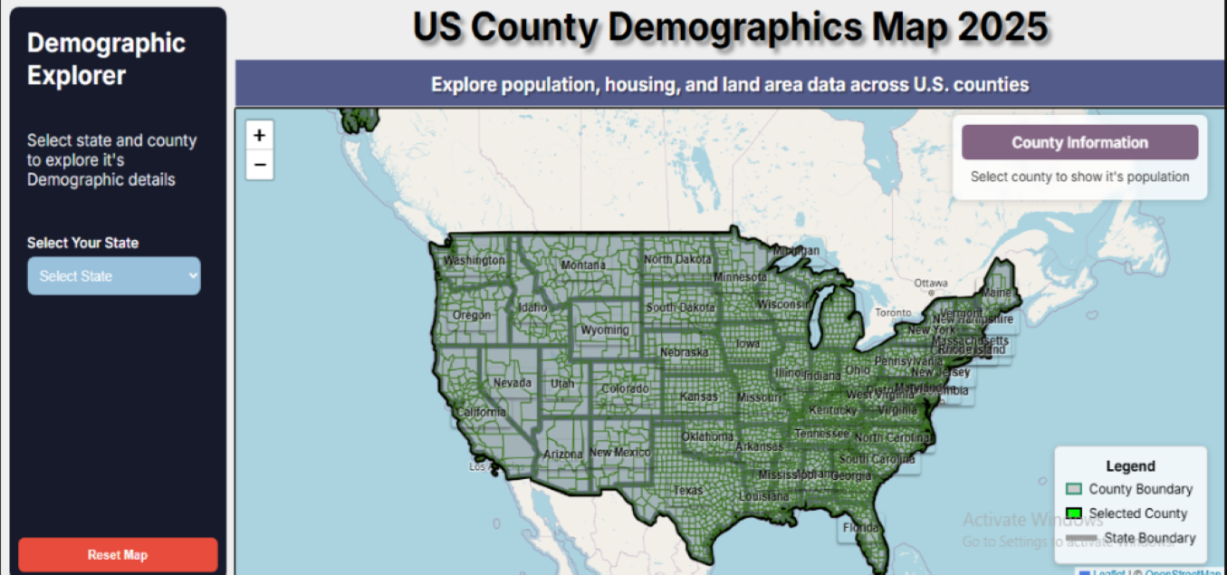 USA County Population Map built with Leaflet.js